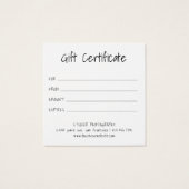 Certificat cadeau photo minimaliste moderne (Dos)