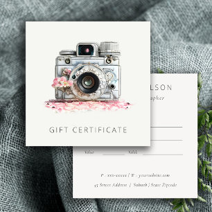 Certificat cadeau photo vintage Floral Camera