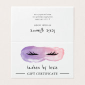 Certificat cadeau pour les cils d'aquarelle rose e (Outside Unfolded)