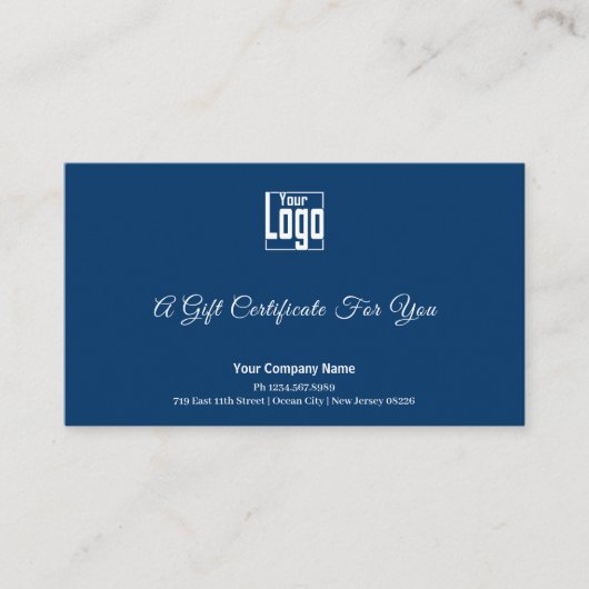 Certificat cadeau pour petites entreprises bleu mo (Devant)