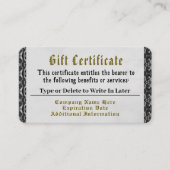 Certificat cadeau Pourcentage argent (Devant)