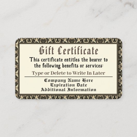 Certificat cadeau Pourcentage or (Devant)