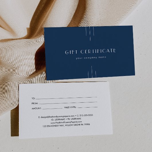 Certificat-cadeau professionnel Art Déco Navy EVER