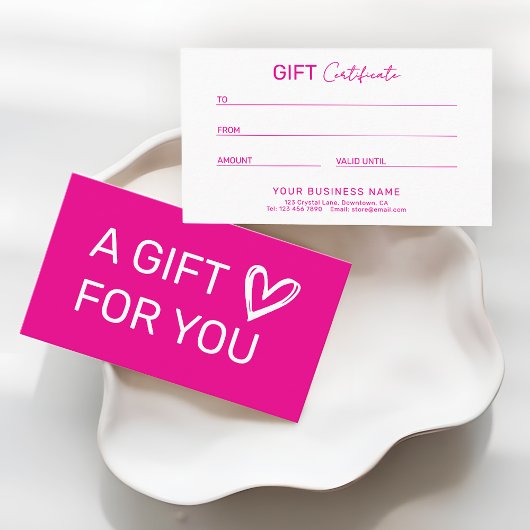 Certificat Cadeau Professionnel Rose Chaud pour En