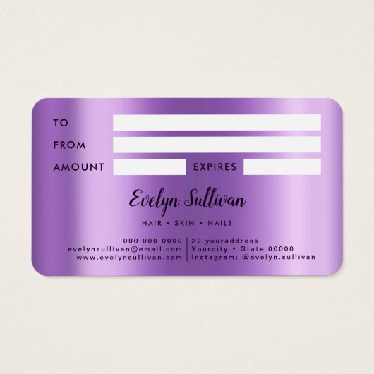 Certificat cadeau Purple Agate (Dos)