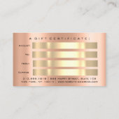 Certificat cadeau Rose Gold Metallic Elegant Drive (Dos)