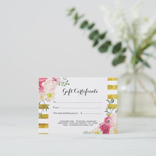 Certificat cadeau Rose Pink Watercolor (Debout devant)