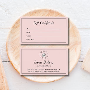 Certificat Cadeau Rose sur Mesure pour Boulangerie