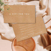 Certificat cadeau rustique minimaliste