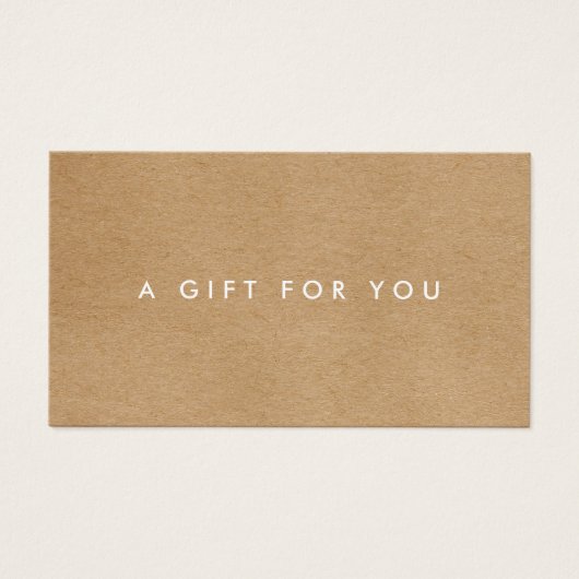 Certificat cadeau rustique minimaliste (Devant)