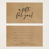 Certificat Cadeau Script Hearts Kraft Rustique (Devant & derrière)