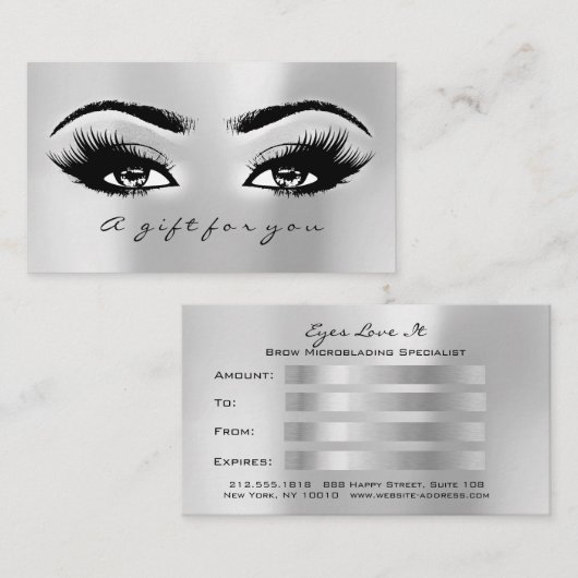 Certificat cadeau Silver Grey Lashes Maquillage (Devant / Derrière)