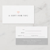 Certificat cadeau simple Coeur rose blanc (Devant / Derrière)