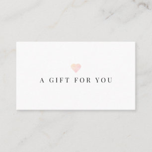 Certificat cadeau simple Coeur rose blanc