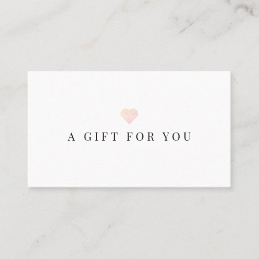 Certificat cadeau simple Coeur rose blanc (Devant)