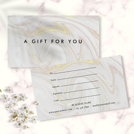 Certificat Cadeau Simple Élégant en Marbre