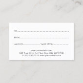 Certificat Cadeau Simple Élégant Noir Blanc (Dos)