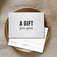 Certificat Cadeau Simple Élégant Noir Faux Argent