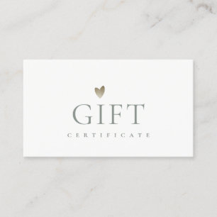 Certificat cadeau simple en argent pour le coeur