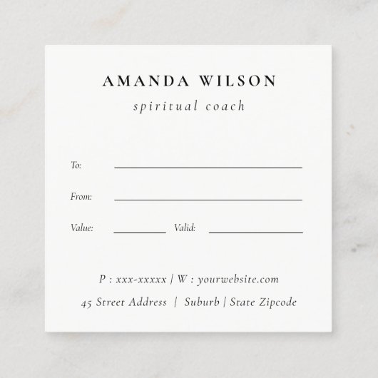 Certificat cadeau simple Lune céleste lunaire (Dos)