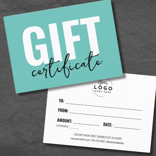 Certificat Cadeau Simple Minimal Entreprise