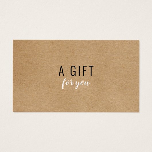 Certificat-cadeau simple moderne rustique Kraft (Devant)
