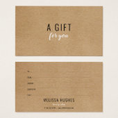 Certificat cadeau simple Rustique Kraft (Devant & derrière)