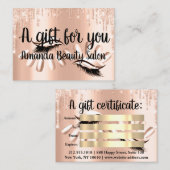 Certificat Cadeau Spa cheveux Nails Luxury Blush D (Devant / Derrière)