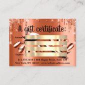 Certificat Cadeau Spa cheveux Nails Luxury Orange  (Dos)