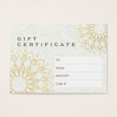 Certificat Cadeau Studio YOGA Mandala Fleurs Or (Devant)