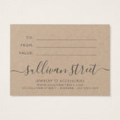 Certificat cadeau Sunflower Kraft pour petites ent (Dos)