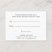 Certificat Cadeau Tourbillon Faux Or Abstrait Mode (Dos)