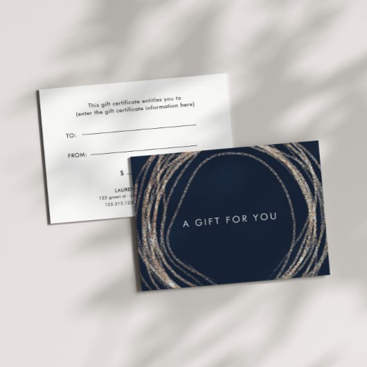 Certificat Cadeau Tourbillon Faux Or Abstrait Mode