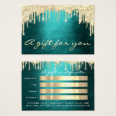 Certificat cadeau Turquoise Gold DripEyelash cheve (Devant & derrière)