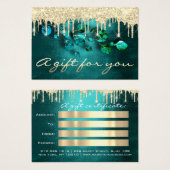 Certificat cadeau Turquoises gouttes de maquillage (Devant & derrière)