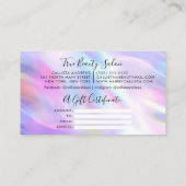 Certificat cadeau Unicorn Holographic Parties scin (Dos)