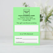 Certificat cadeau vert commercial (Debout devant)