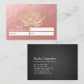 Certificat cadeau YOGA Meditation Studio Gold Lotu (Devant / Derrière)