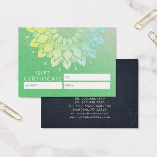 Certificat cadeau YOGA Studio Gold Mandala Fleurs (Bureau)