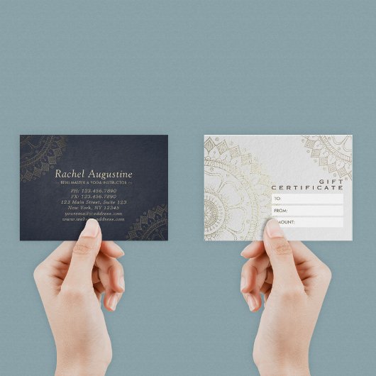 Certificat cadeau YOGA Studio Mandala bleu et or