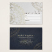 Certificat cadeau YOGA Studio Mandala bleu et or (Devant & derrière)