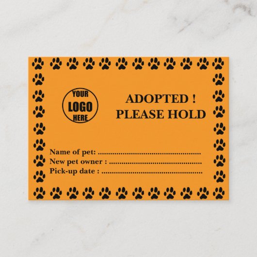 Certificat d'adoption de animal de compagnie perso (Devant)