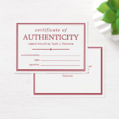 Certificat d'authenticité blanc Crimson (Bureau)