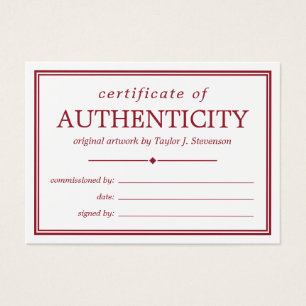 Certificat d'authenticité blanc Crimson
