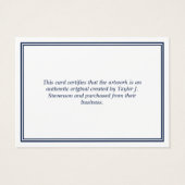 Certificat d'authenticité Bleu Marine Blanc (Dos)