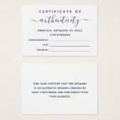 Certificat d'authenticité Chic Navy Script (Devant & derrière)