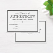 Certificat d'authenticité noir blanc (Bureau)