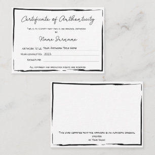 Certificat d'authenticité oeuvre par Ajouter un lo