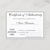 Certificat d'authenticité oeuvre par Ajouter un lo (Devant)