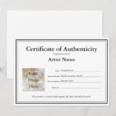 Certificat d'authenticité Remplir en Modèle (Devant / Derrière)